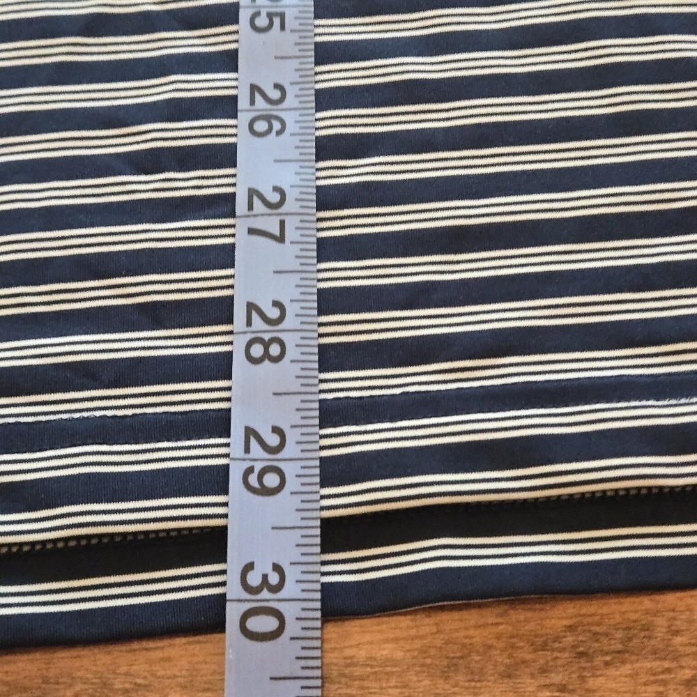 Adidas Men's 2XL Golf Polo 2 Color Striped Blue and White Shirt Side Slits - Picture 11 of 12